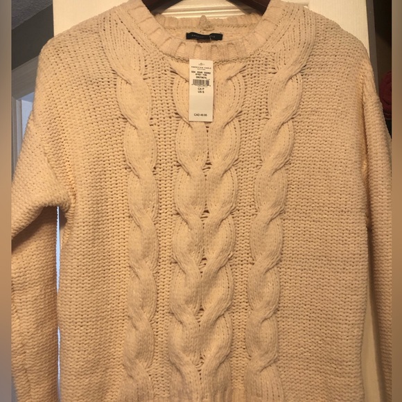 American Eagle Cable Knit Sweater in Cream - Picture 3 of 11